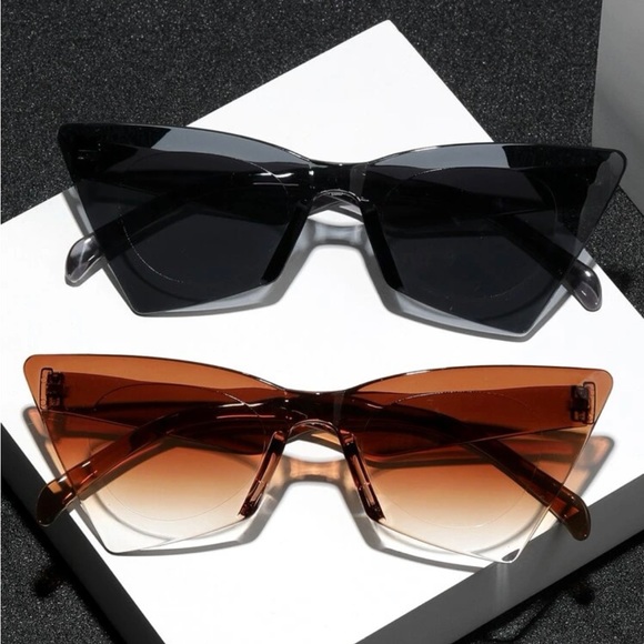 2 PAIR SET OF RIMLESS OMBRE/SHEILD LENS FASHION SUNGLASSES UNISEX - Picture 3 of 6